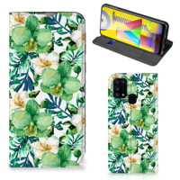Samsung Galaxy M31 Smart Cover Orchidee Groen - thumbnail