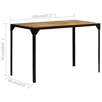 Eettafel 120 cm massief ruw mangohout en staal - thumbnail