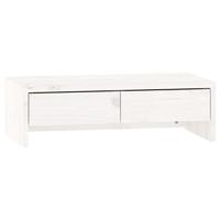 VidaXL Monitorstandaard 50x27x15 cm massief grenenhout wit - thumbnail