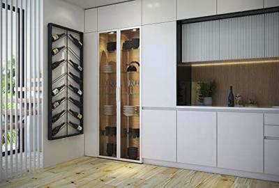 Kare Design Bistro Double Wijnrek - B70 X D6 X H160 Cm - Zwart Metaal