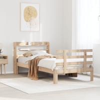 Bedframe met hoofdbord massief grenenhout 90x200 cm - thumbnail