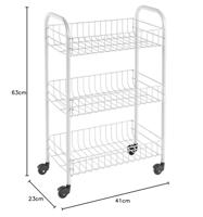 Tomado-Metaltex siena keukentrolley met wielen 41x23x63 cm zilver - thumbnail