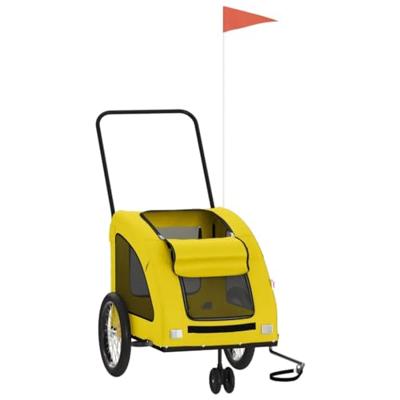VidaXL Hondenfietstrailer oxford stof en ijzer geel - thumbnail