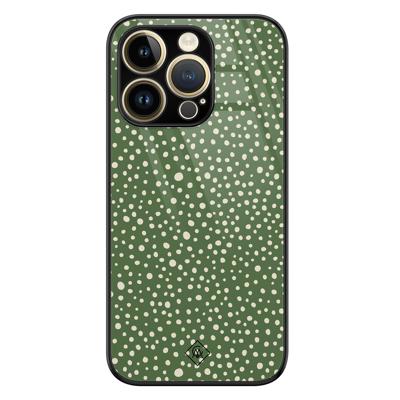 iPhone 14 Pro glazen hardcase - Green dots iPhone 14 Pro glazen hardcase - Green dots