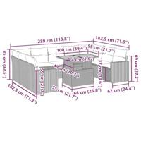 10-delige Loungeset met kussens poly rattan beige - thumbnail