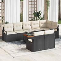 Tuinbankenset met kussen 9 pcs Zwart poly rattan - thumbnail