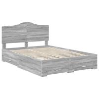 Bedframe met hoofdeinde Grijs Sonoma 140 x 190 cm Bewerkt hout - thumbnail
