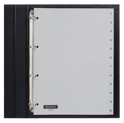 Tabbladen 4-gaats 1-12 grijs PP Quantore