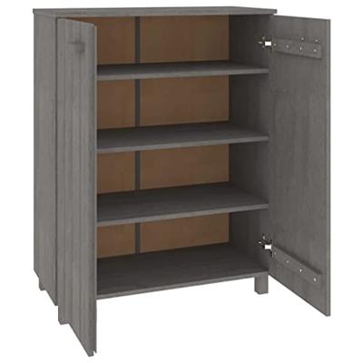 Schoenenkast HAMAR 85x40x108 cm massief grenenhout lichtgrijs