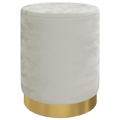 Hocker met opbergruimte rond fluweel lichtgrijs Hocker met opbergruimte rond fluweel lichtgrijs