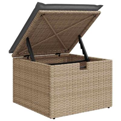 4-delige Loungeset met kussens poly rattan beige - thumbnail