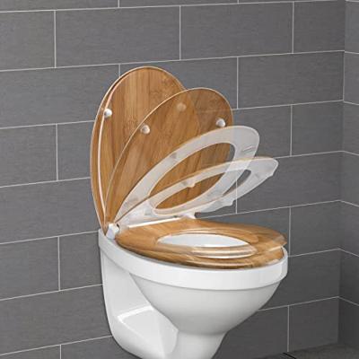 Toiletzitting Bamboe-look met soft close mechanisme - thumbnail