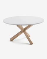 Kave Home Ronde Eettafel 'Lotus' 135cm, kleur Wit/Eiken - thumbnail