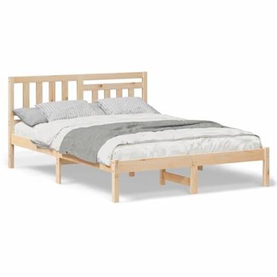 Bedframe met hoofdeinde Bruin 120 x 200 cm Massief grenenhout