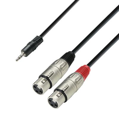 Adam Hall 3 Star YWFF 0100 3,5mm mini-jack naar 2x XLR female kabel 1m Adam Hall 3 Star YWFF 0100 3,5mm mini-jack naar 2x XLR female kabel 1m