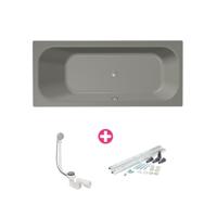 Xenz Aruba Ligbad - 180x80x48 - afvoer Midden - acryl - cement 6891-06 - thumbnail