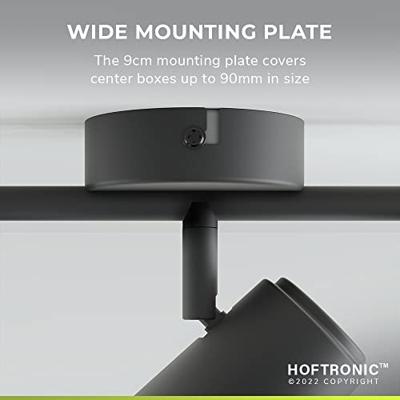 Riga - LED plafondlamp - 24 Watt 2070 Lumen - 6 spots - 4000K Neutraal wit - Draaibaar en dimbaar - GU10 - Kantelbaar - Plafondspot - IP20 Voor binnen - Zwart