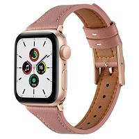 By Qubix - Leren bandje - Oudroze - Compatible met Apple Watch 44mm / 45mm / 46mm / 49mm - Compatible Apple watch bandjes - thumbnail