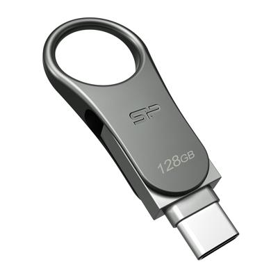 USB stick Silicon Power Mobile C80 Grijs Titanium 128 GB