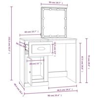Kaptafel met LED 90x50x132,5 cm bewerkt hout gerookt eikenkleur - thumbnail