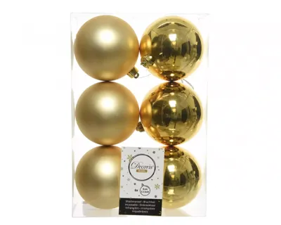 6 kerstballen licht goud 80 mm KSD - Ksd
