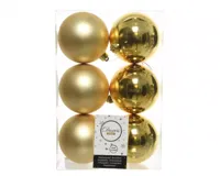 6 kerstballen licht goud 80 mm KSD - Ksd - thumbnail