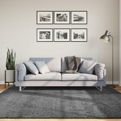 Vloerkleed OVIEDO laagpolig 200x200 cm antracietkleurig