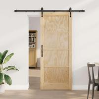Schuifdeur met Hardware Set 83x202 cm Massief Vurenhout - thumbnail