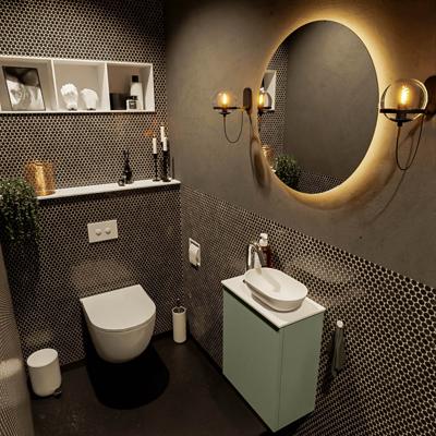 MONDIAZ FOWY toiletmeubel 40cm kleur army. Waskom positie rechts kleur talc | talc. Met 1 kraangat