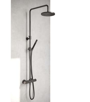 Hotbath Cobber - Stortdoucheset - 300 mm Hoofddouche - 360 mm Hartafstand - Glijstang - Staafmodel Handdouche - Verouderd Messing - Verouderd Patina - Opbouw - 1/2 Inch Aansluiting - V02