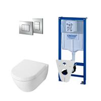 Villeroy Boch Subway 2.0 DirectFlush Toiletset - softclose - grohe reservoir - bedieningsplaat - chroom 0720001/0729205/ga26028/SW729014/SW1182666 - thumbnail