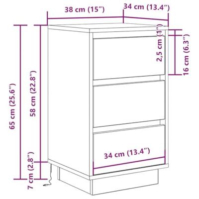 Nachtkastje met LED-verlichting 38x34x65 cm grijs sonoma