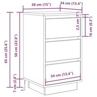 Nachtkastje met LED-verlichting 38x34x65 cm wit - thumbnail