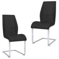 Vidaxl Eetkamerstoelen 2 St Kunstleer Zwart - thumbnail