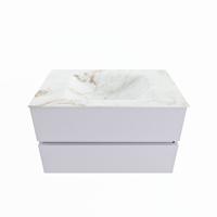 MONDIAZ VICA-DLUX 80cm badmeubel onderkast Cale 2 lades. Inbouw wastafel CLOUD midden 1 kraangat, kleur Frappe. - thumbnail