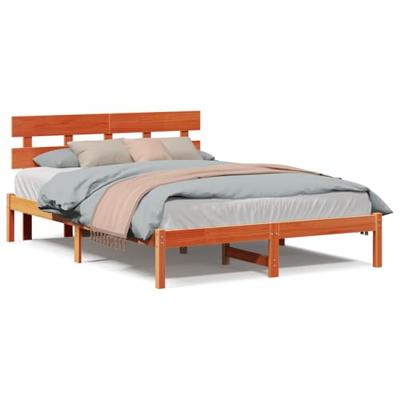 Bedframe met hoofdeinde Bruin 140 x 200 cm Massief grenenhout Bedframe met hoofdeinde Bruin 140 x 200 cm Massief grenenhout