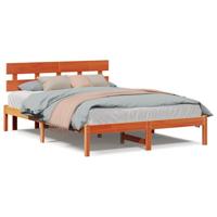Bedframe met hoofdeinde Bruin 140 x 200 cm Massief grenenhout - thumbnail