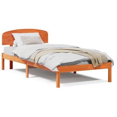Bedframe met hoofdeinde Bruin 75 x 190 cm Massief grenenhout Bedframe met hoofdeinde Bruin 75 x 190 cm Massief grenenhout