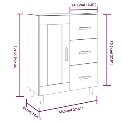 Dressoir 69,5x34x90 cm bewerkt hout sonoma eikenkleurig