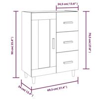 Dressoir 69,5x34x90 cm bewerkt hout sonoma eikenkleurig - thumbnail