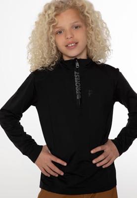 Protest Rewillowy 1/4 Zip Pully Kinderen True Black 164