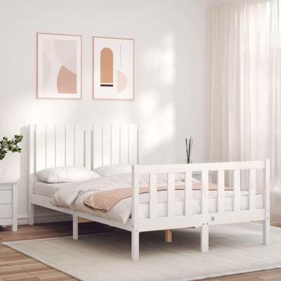Bedframe met hoofdbord massief hout wit
