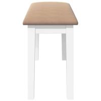 Bank 90 cm massief hout rubber wit - thumbnail