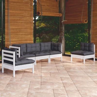 5-delige Loungeset met kussens massief grenenhout - thumbnail