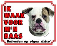 American Bulldog Waakbord - Ik waak voor mijn baas - thumbnail