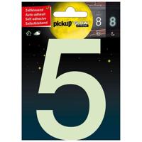 Glow in the dark Nummer 5 - 100 mm zelfklevend. - thumbnail