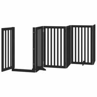 Hondenhek inklapbaar 15 panelen 750 cm populierenhout zwart - thumbnail