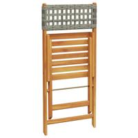 Tuinstoelen 4 st inklapbaar poly rattan en massief hout grijs - thumbnail