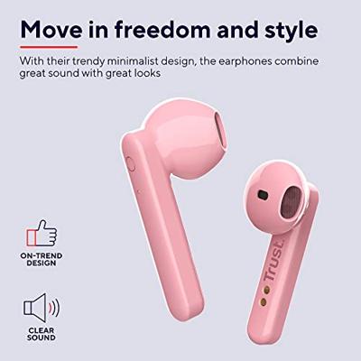 Trust Mobile Primo Touch Draadloze Bluetooth Oordopjes Wireless Earphones, 10 Uur Speeltijd in Totaal, Ingebouwde Microfoon, TWS, voor PC, Laptop, Smartphone, Tablet - Roze