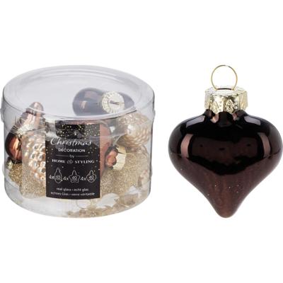 kersthanger amber mix glas set a 12st